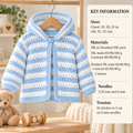 Baby Girl Hooded Cardigan easy Knit - Button front 19 -21"  DK 8PLY Light worsted wool- Knitting pattern