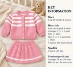 Girl's Stripey Jacket Cardigan-& Knitted Skirt in 4 Ply-Fingering Fits "21"-25" or  ( 6-24 months)-- Knitting Pattern Download PDF