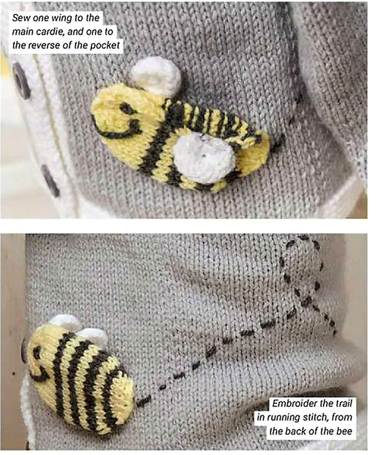 Baby & Toddler Bee Cardigan Knitting Pattern – DK – 0–3 Years – PDF