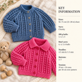 Chunky Baby Textured Raglan Cardigans round neck- collared  in Chunky Bulky Wool chest 22"- 28 chest Knitting Pattern download PDF
