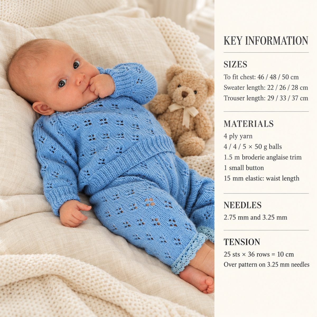Vintage Baby Lace Knit Sweater & Trousers Pattern (PDF Download)