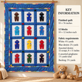 Overall Sam Patchwork Blocks Applique Boys Bed Quilt Bedspread Vintage Sunbonnet 55" x 76" ~ Quilt Sewing Pattern