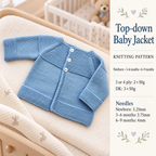 Baby Children’s Jacket Cardigan Garter Stitch Yoke Easy Stitches Newborn 0 -9 months ~ 3, 4 & DK 8 ply yarn pdf instant download