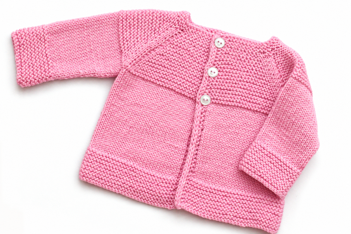 Baby Children’s Jacket Cardigan Garter Stitch Yoke Easy Stitches Newborn 0 -9 months ~ 3, 4 & DK 8 ply yarn pdf instant download