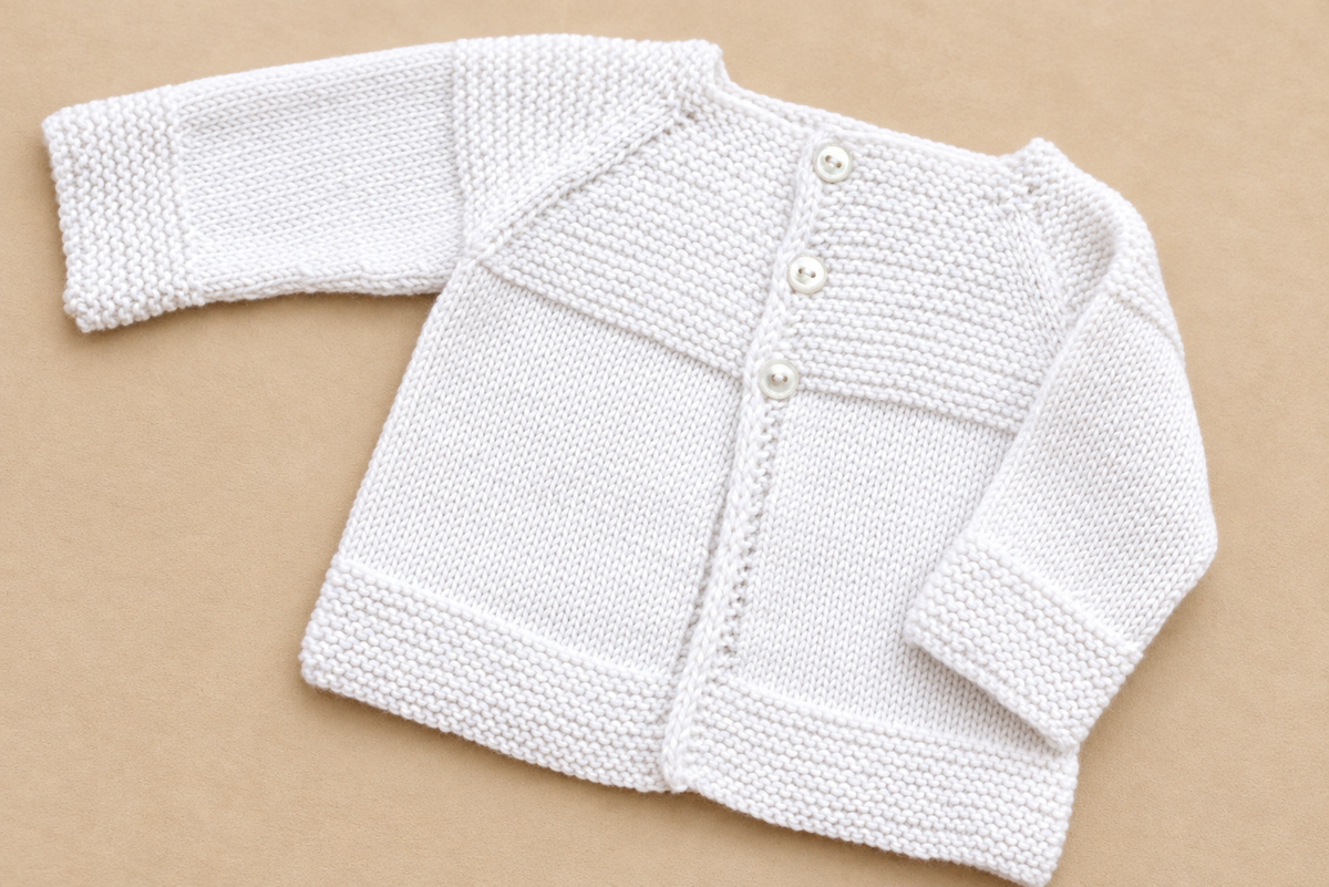 Baby Children’s Jacket Cardigan Garter Stitch Yoke Easy Stitches Newborn 0 -9 months ~ 3, 4 & DK 8 ply yarn pdf instant download