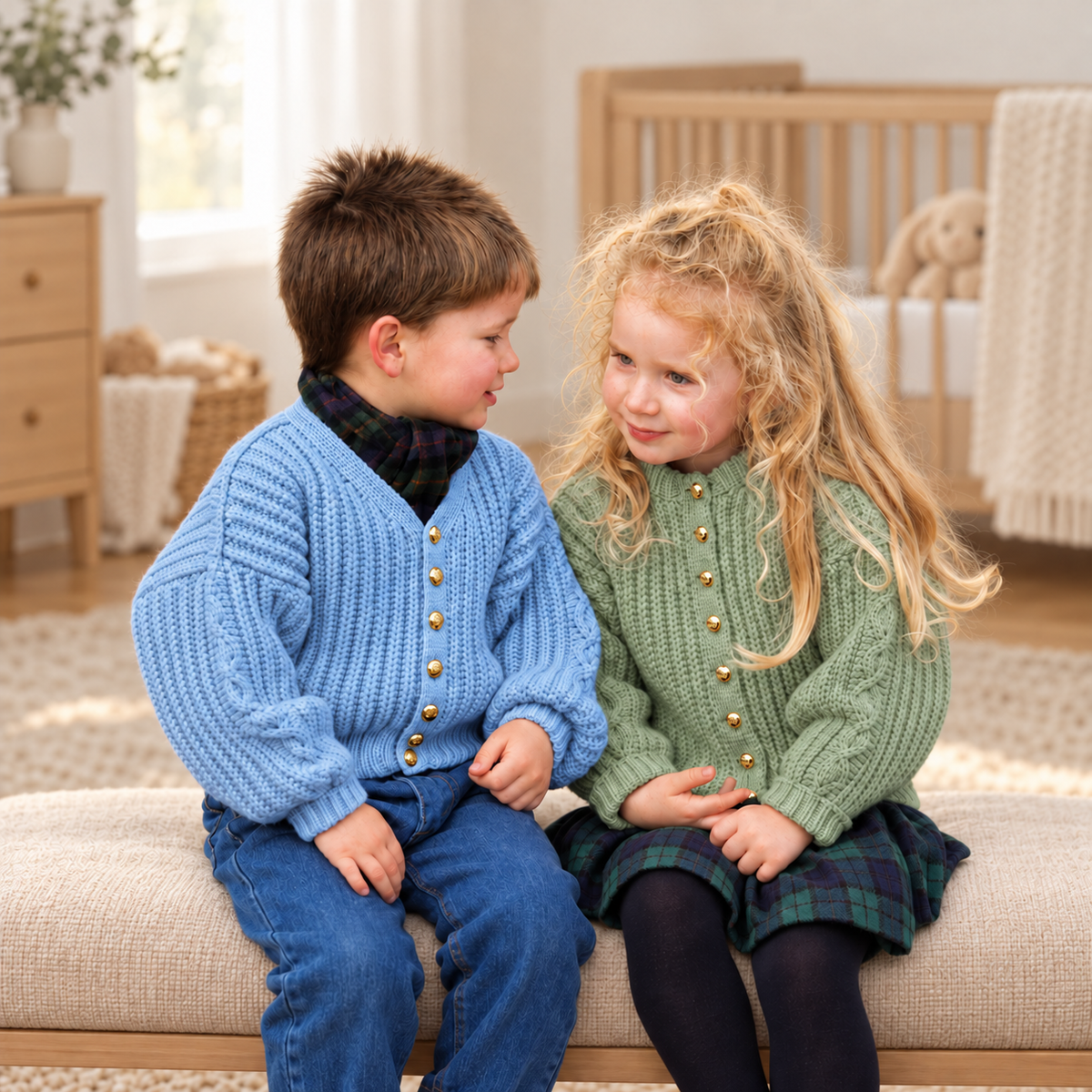 Child's Easy Rib Round & V Neck Cardigans Jackets Sweater Boy Girl - 22" - 32"~ DK, 8 Ply, PDF Knitting Pattern