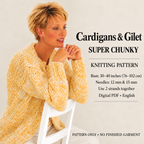 Easy Womens Round Neck Cardigans-2 styles & Chunky zipped gilet 30"-40" Super Chunky 14 Ply Knitting Pattern PDF download quick knit