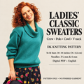 Ladies Easy Knit Classic Sweaters  4 Different neck styles to knit -V neck round- polo- turtle Knitting Pattern DK 32-44" chest Download PDF