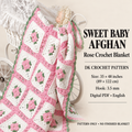 Vintage Crochet Pattern Pretty Rosebud Granny Square Baby Afghan Blanket PDF Instant Digital Download DK 8 Ply