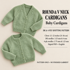 Child's Easy Beginners Cardigan round neck-V Neck Knitting Pattern -DK-8ply(Light Worsted weight) instant Download-Premature 12"up to 22"