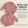Child's Easy Beginners Cardigan round neck-V Neck Knitting Pattern -DK-8ply(Light Worsted weight) instant Download-Premature 12"up to 22"