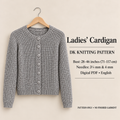 Womens Round Neck easy Ribbed Raglan Cardigan ~ 28"- 46" ~  Knitted in DK- 8 PLY Light worsted wool Knitting Pattern PDF download- Beginners