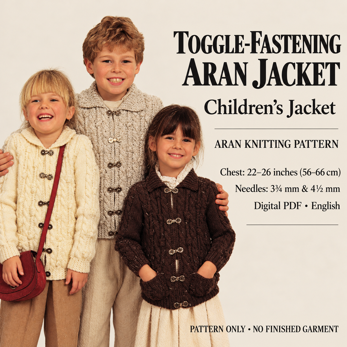 Child's Aran Cable Cardigans- Round & V Neck bobbles- fits  20" - 28" - Aran 10 Ply Worsted Yarn Knitting Pattern PDF download Raglan sleeve