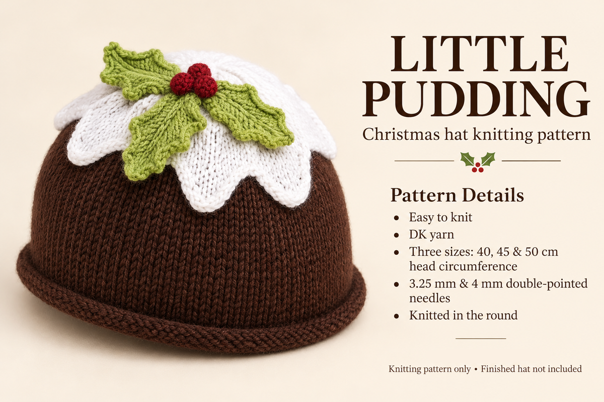 Woman's Christmas Pudding hat in DK yarn Knitting pattern