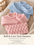 Children’s Roll or Crew Neck Sweaters – Vintage Aran Knitting Pattern