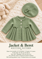 Baby Cardigan & Matching  Beret - DK Knitting Pattern