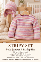 Baby Garter Stitch Sweater and Hat Knitting Pattern (PDF) DK 8 ply Easy Knit