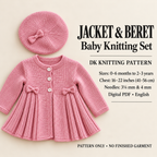 Baby Cardigan & Matching  Beret - DK Knitting Pattern
