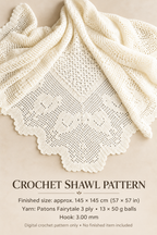 crochet shawl pattern, suitable for a baby or christening shawl. 3 ply Crochet Pattern