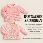 Baby vintage cardigan and sweater 16-22" in 4ply knitting pattern