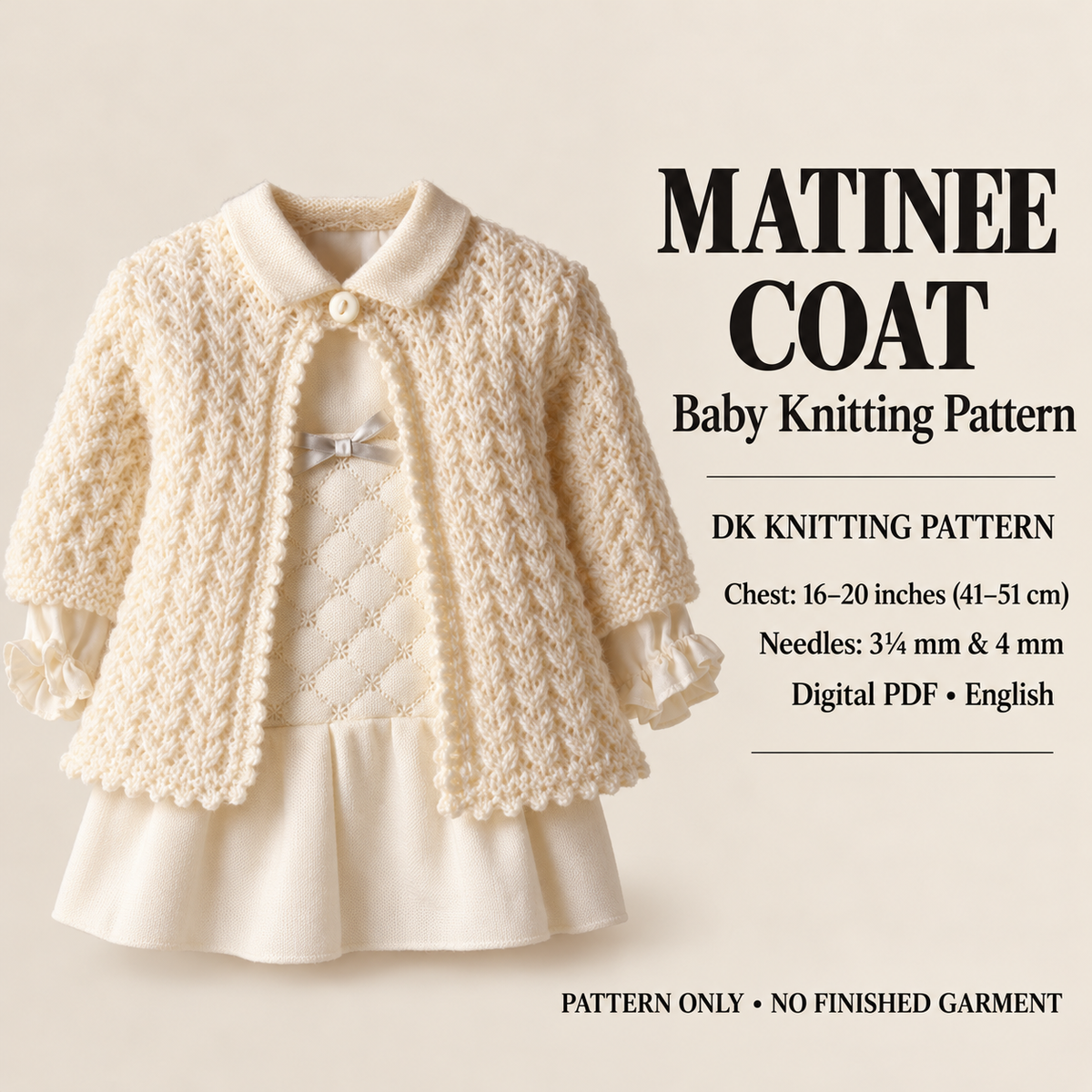 Baby textured round neck cardigan in DK 16 -20 inch chest knitting pattern