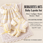 Baby Girl Knitted Dress Cardigan bonnet bootees and Shawl 4ply Knitting pattern