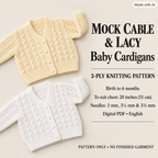 Mock Cable Cardigan and Lacy Cardigan  Birth to 6 months, vintage knitting pattern