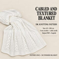Baby Blanket ~ Moss stitch & Cable pattern~ Row by Row  Knitting pattern  in DK - 8ply Light worsted wool-Download PDF -69 x 100 cm complete