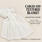 Baby Blanket ~ Moss stitch & Cable pattern~ Row by Row  Knitting pattern  in DK - 8ply Light worsted wool-Download PDF -69 x 100 cm complete