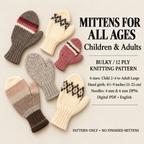 Family Adult Childrens  Mitts~ Vintage pattern ~  Chunky Bulky 12 ply on DPNs Knitting Pattern PDF download- SEE DESCRIPTION before purchase