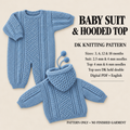 Child's  Hooded cable Jacket or coat & All in one suit~DK (8 ply) yarn Fits 3- 18 months  Knitting pattern -Download PDF