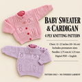 Baby Textured Cardigan & Sweater-Round neck - 4 ply) 12 - 22"  Premie size included Download Knitting pattern