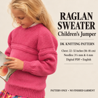 Children’s raglan sweater with stocking-stitch body and textured garter-stitch yoke