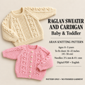 Baby Cardigan and sweater Knitting pattern Cable and bobble panels with double moss stitch