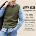 Mans round neck  Slipover 34"-54" in DK 8 PLY Wool Knitting Pattern PDF instant download sweater vest Tank top sleeveless jumper