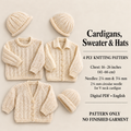 Baby Cardigan & Sweater Knitting Pattern DK Chest sizes: 16, 18, 20, 22, 24 and 26 inches (41, 46, 51, 56, 61 and 66 cm)