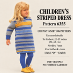 Baby Girl-Toddler Vintage Chunky Long sleeved dress Easy Quick Knit 22-27" - Chunky Bulky 12 ply wool needed -Knitting pattern  Download PDF