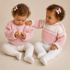 Easy Knit Babies & Toddlers Plain - Striped Fisherman's Rib Jumpers -Knitting Pattern- PDF- Digital Download
