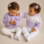 Easy Knit Babies & Toddlers Plain - Striped Fisherman's Rib Jumpers -Knitting Pattern- PDF- Digital Download