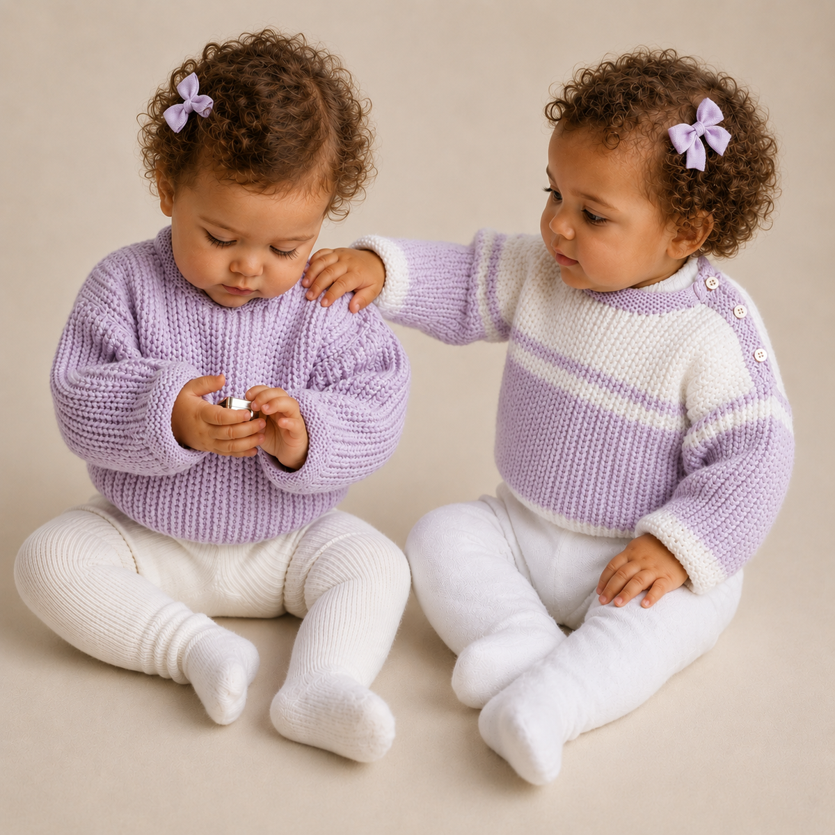 Easy Knit Babies & Toddlers Plain - Striped Fisherman's Rib Jumpers -Knitting Pattern- PDF- Digital Download