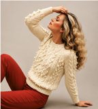 Woman's cable sweater with cluster bobbles* 34"-38"  *dk 8 ply wool- * knitting pattern