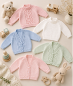 Baby easy cardigans & Jumpers Knitting pattern, plain knitting Textured V neck Round neck ,DK 8Ply wool- Light worsted Download PDF 16"- 20"