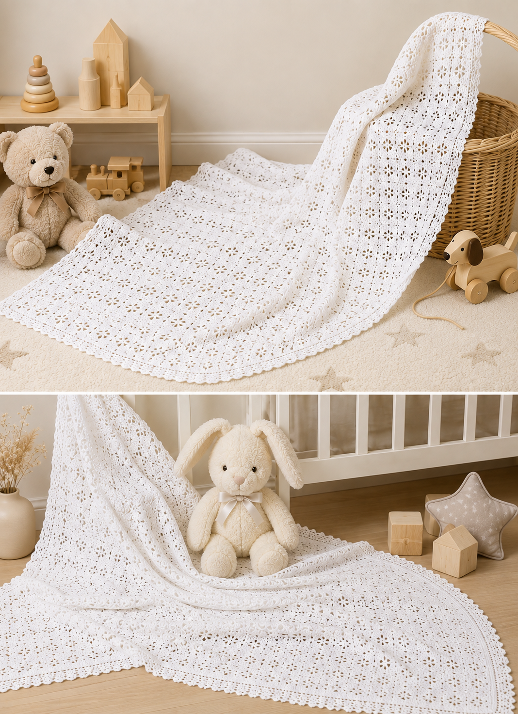 Baby Vintage Shawl in 3 ply Lambs wool - scalloped edges heritage shawl -46 Inches square Knitting pattern PDF Download Christening baptism (Copy)