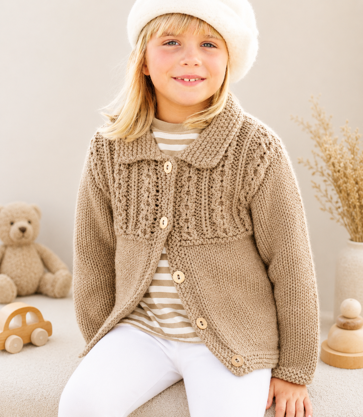 Childs Chunky Cable Cardigan with collar  Quick knit winter cardigan Chunky Bulky 12 ply wool  22-32" (2 - 13 yrs) Knitting pattern download