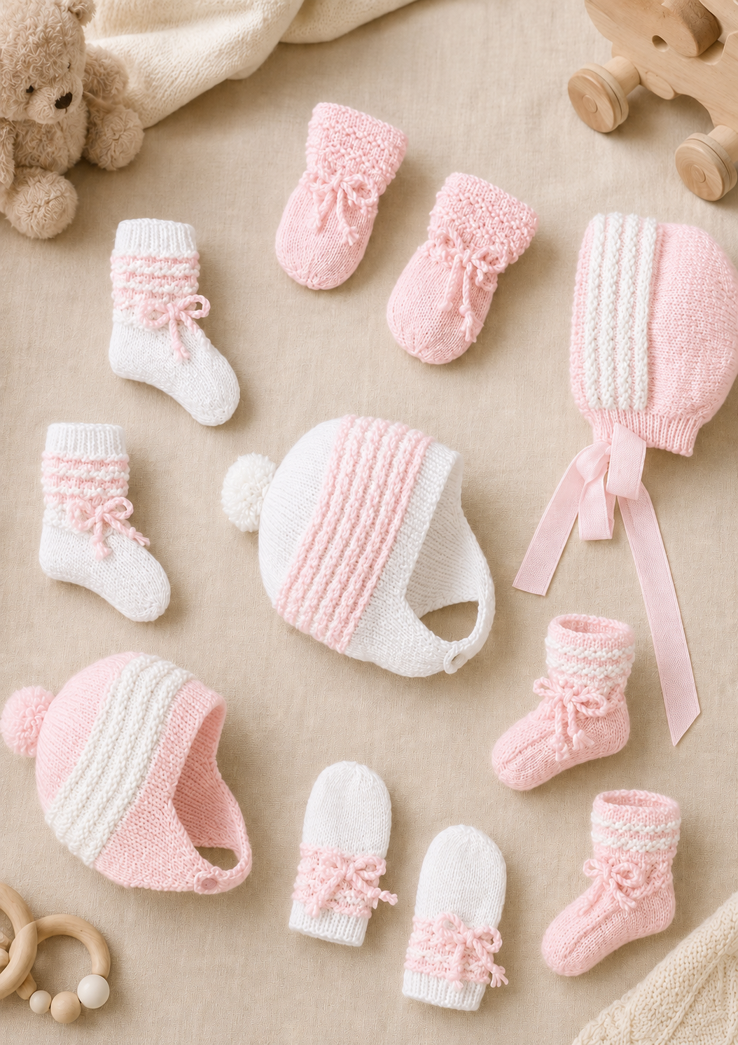 Hats Mitts Bootees - DK 4 Ply Light Worsted Knitting Pattern