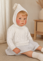 PDF Knitting Pattern- Baby Vintage Textured sweater With Hood in DK-8ply 21-22"