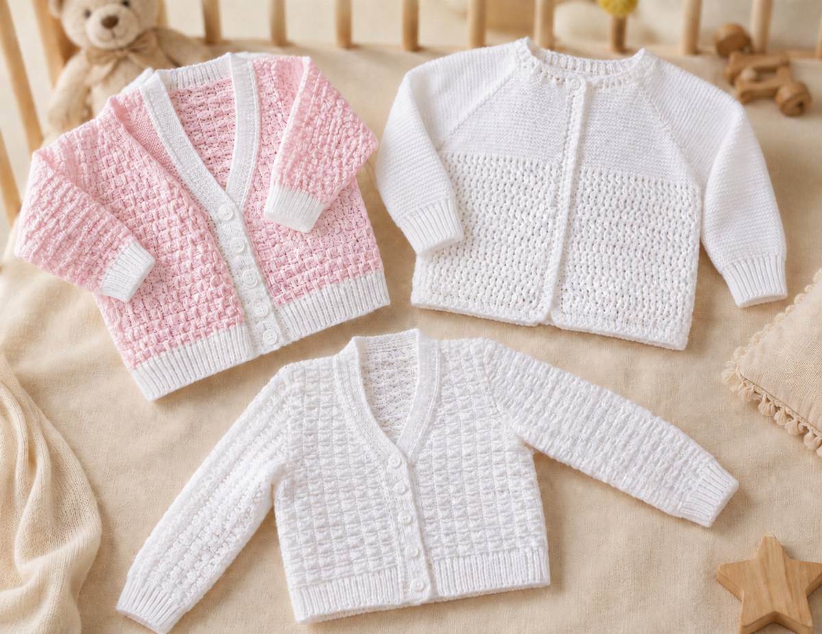 Vintage Baby Cardigans  3 styles in 3ply. (PDF Download) 3-18 month sizes