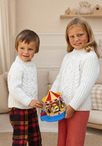 Cable Crew Neck Sweater~ Boys  in DK  wool-- Knitting pattern- (8ply)   Chest 22 - 30" Download PDF- Raglan Sleeves- Popular download (Copy)