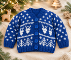 Christmas Baby- Reindeer Snowflake Cardigan- V neck drop sleeves  DK 8 PLY Light worsted knitting pattern   Fits Birth- 6 Years