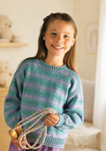 Childs stripped Sweater Knitting pattern in DK 8Ply  Round neck Jumper size 24"- 32" chest Knitting Pattern